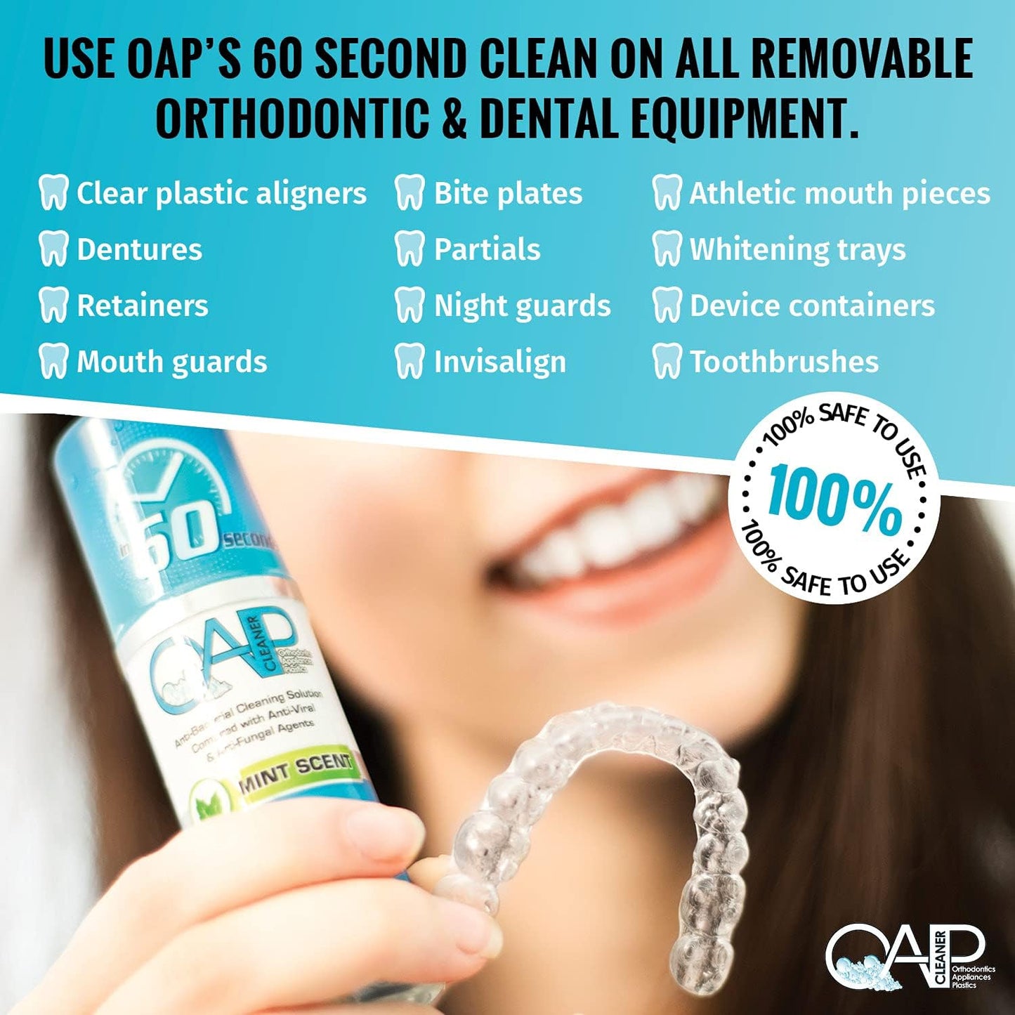 OAP Cleaner - Dental & Ortho Appliance Foam Cleaner | 3-4 Month Supply for Effective Sterilization