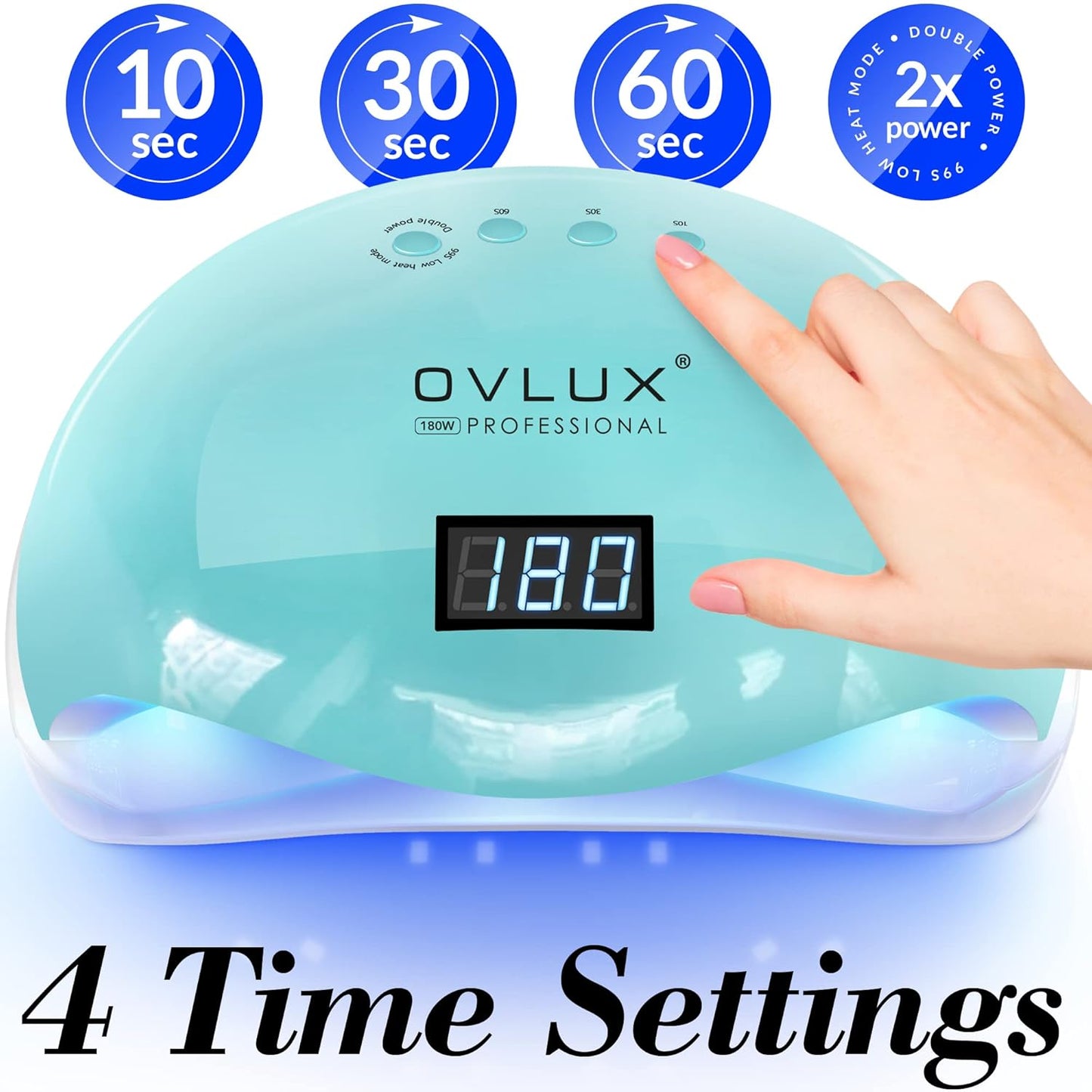 OVLUX 180W UV LED Nail Lamp - Fast Gel Polish Dryer with Auto Sensor & LCD Display | Tiffany Color
