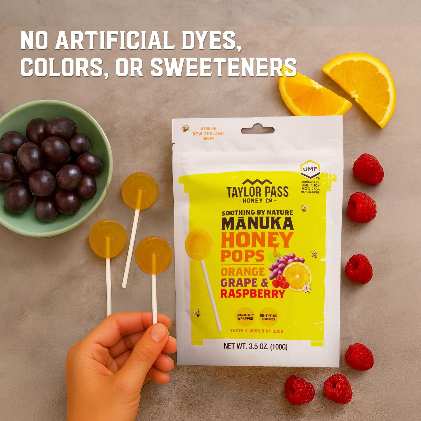 Taylor Pass Honey Co Mānuka Honey Pops UMF™ 10+, 13 Ct, 3 Flavors, NZ