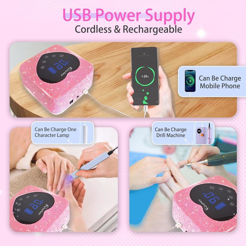 UV LED Nail Lamp - 72W Rechargeable Cordless Nail Dryer with 5 Timer Settings | Fast Gel Polish Curing for Salon & Home