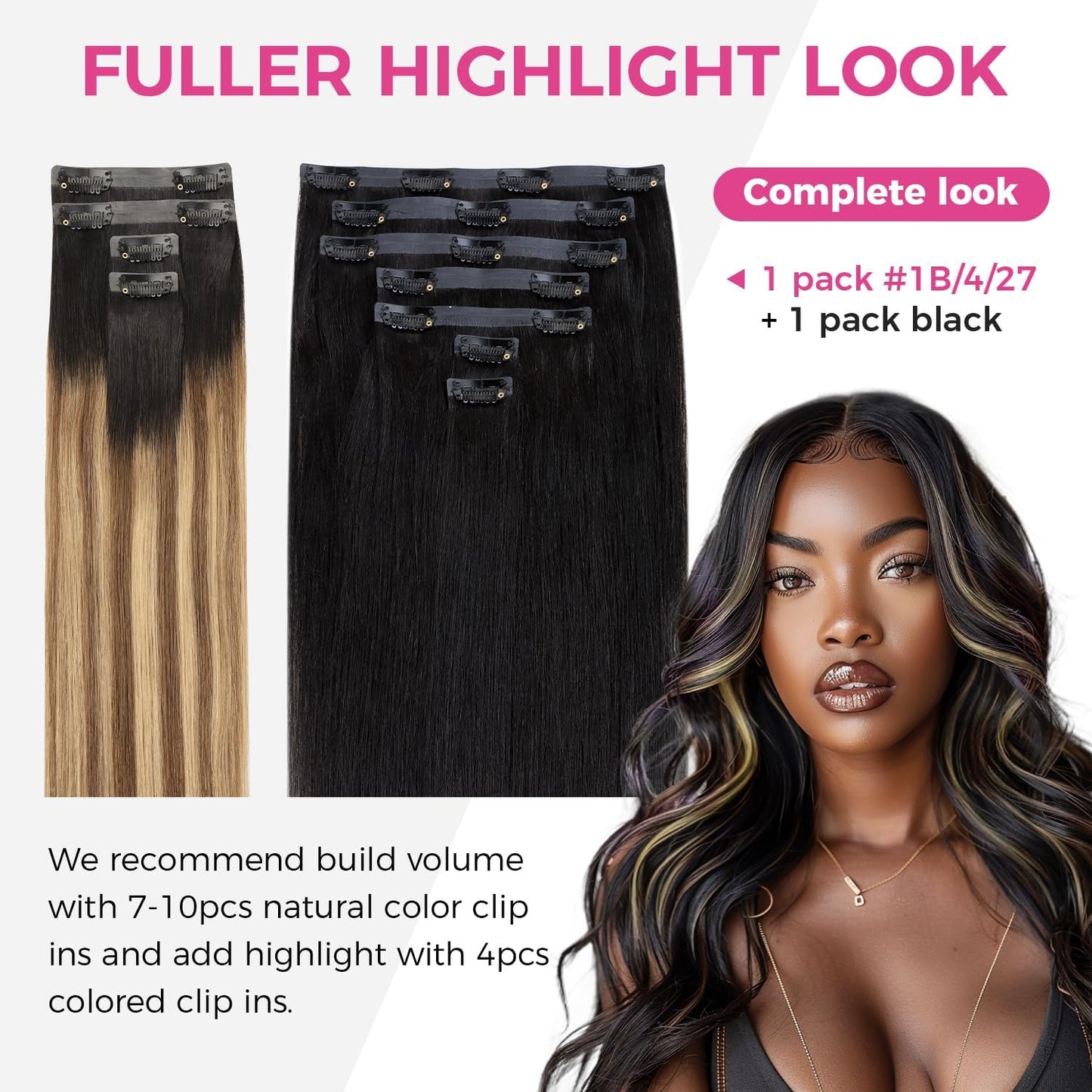 Lashey Seamless Clip in Hair Extensions Human Hair 4pcs 37g 14 Inch Straight Ombre Balayage Ash Brown Highlighted Honey Blonde with Natural Black Dark Roots