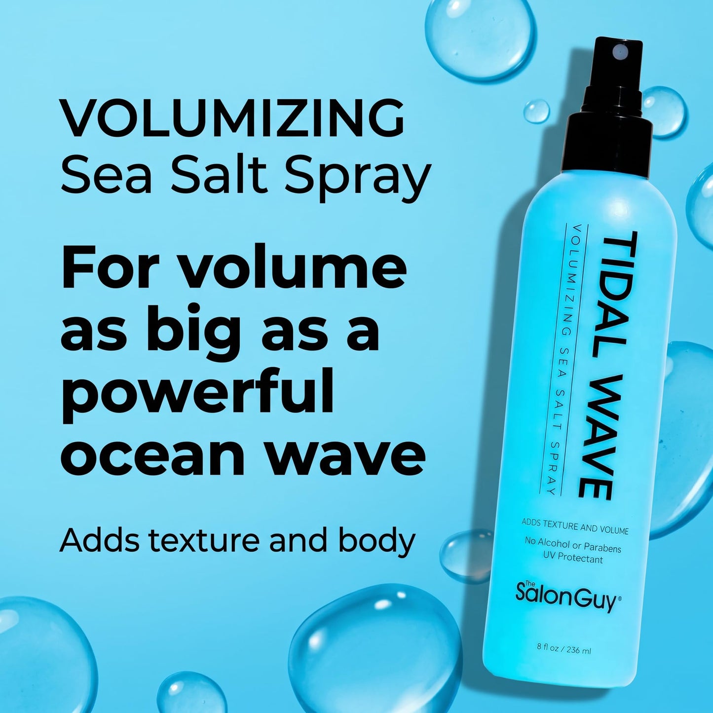 THESALONGUY Tidal Wave Sea Salt Spray for Hair – Volumizing & Texturizing Beach Wave Spray for Men & Women | Matte Finish, Light Hold, Alcohol-Free | All Hair Types | 8 oz