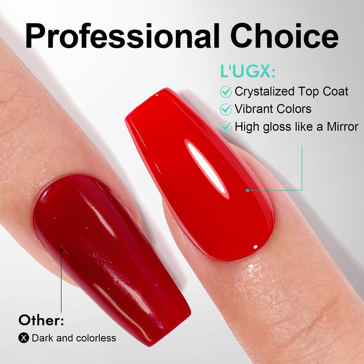 L'UGX Gel Top Coat – Glossy Gel Top Coat 30+ Days Shiny & Scratch-Resistant Finish, 15ml