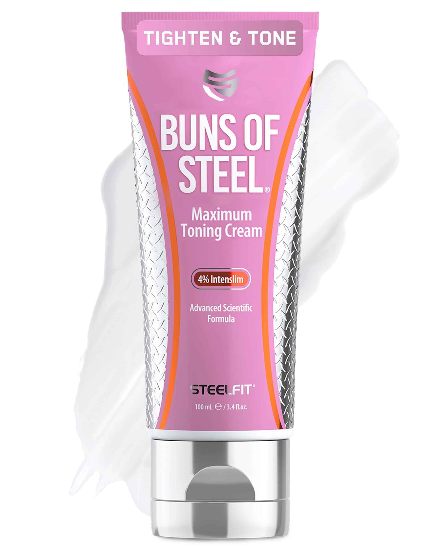 SteelFit Maximum Toning Cellulite Cream, Buns of Steel - Skin Firming & Tightening Body Lotion with Caffeine for Stretch Marks - Anti-Cellulite Remover Treatment for Booty, Thighs, Legs & Glutes