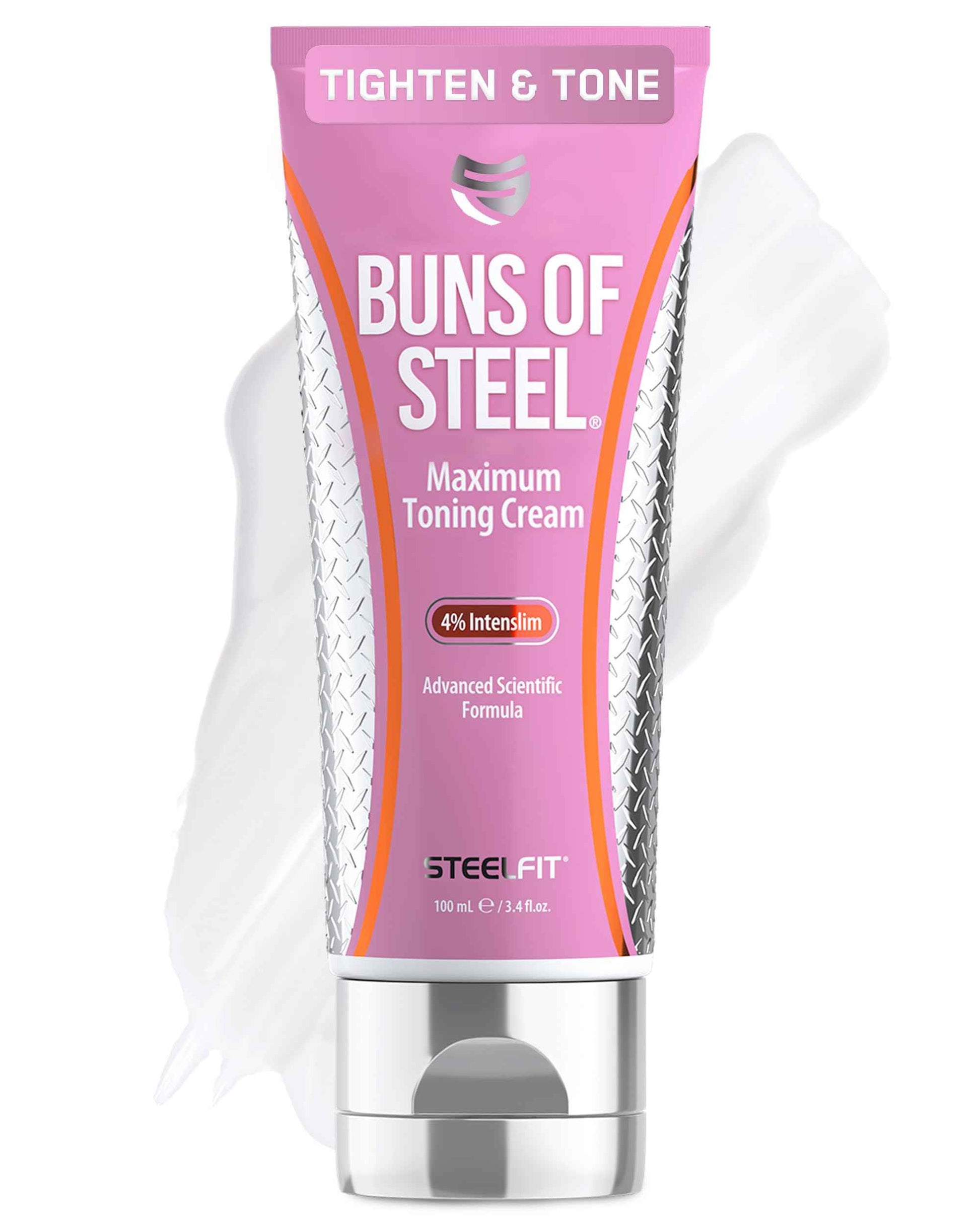 SteelFit Maximum Toning Cellulite Cream, Buns of Steel - Skin Firming & Tightening Body Lotion with Caffeine for Stretch Marks - Anti-Cellulite Remover Treatment for Booty, Thighs, Legs & Glutes