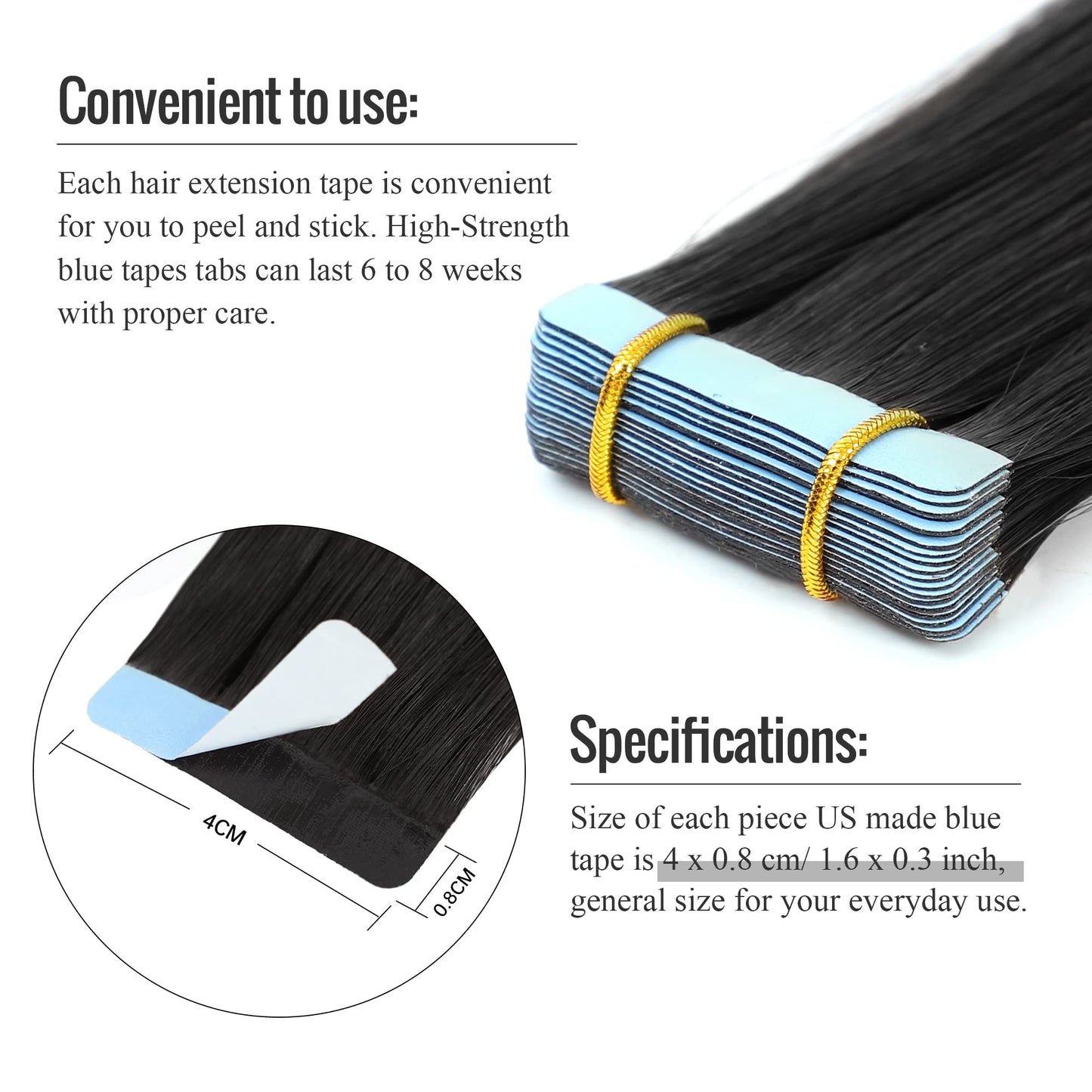 JESSBO Tape in Hair Extensions Human Hair Straight Natural Black 100% Remy Human Hair 20 inch 20pcs 50g/pack Seamless Skin Weft Tape in Extensions for Women (20 Inch #1B Natural Black)