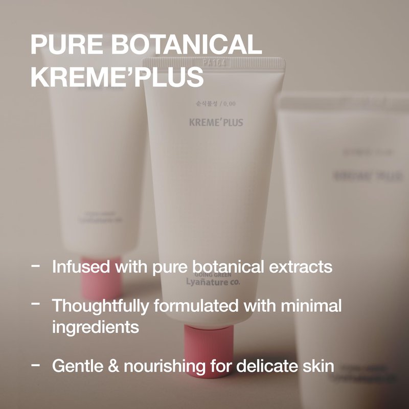 Lyanature KREME' PLUS – Organic Korean Daily Night Face Cream with Vitamin C for Sensitive Skin, Hydrating & Nourishing, Fine Line Care, Radiant & Even Skin Tone, Non-Toxic Skincare (2.82 fl oz / 80g)