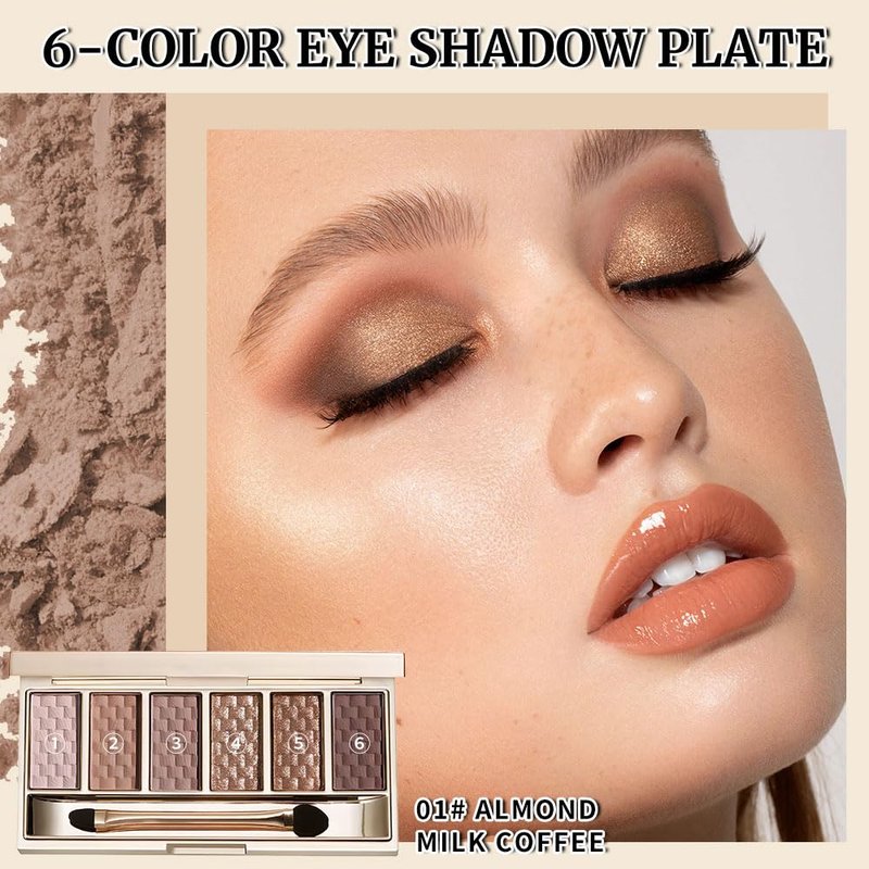 Neutral Nude Brown Eyeshadow Palette, 6 Matte & Shimmer Shades, Blendable Long-Lasting Eyeshadow for Natural Everyday Makeup, Soft Glam Looks, Mature & Hooded Eyes, Silky Formula, sombras de ojos 01