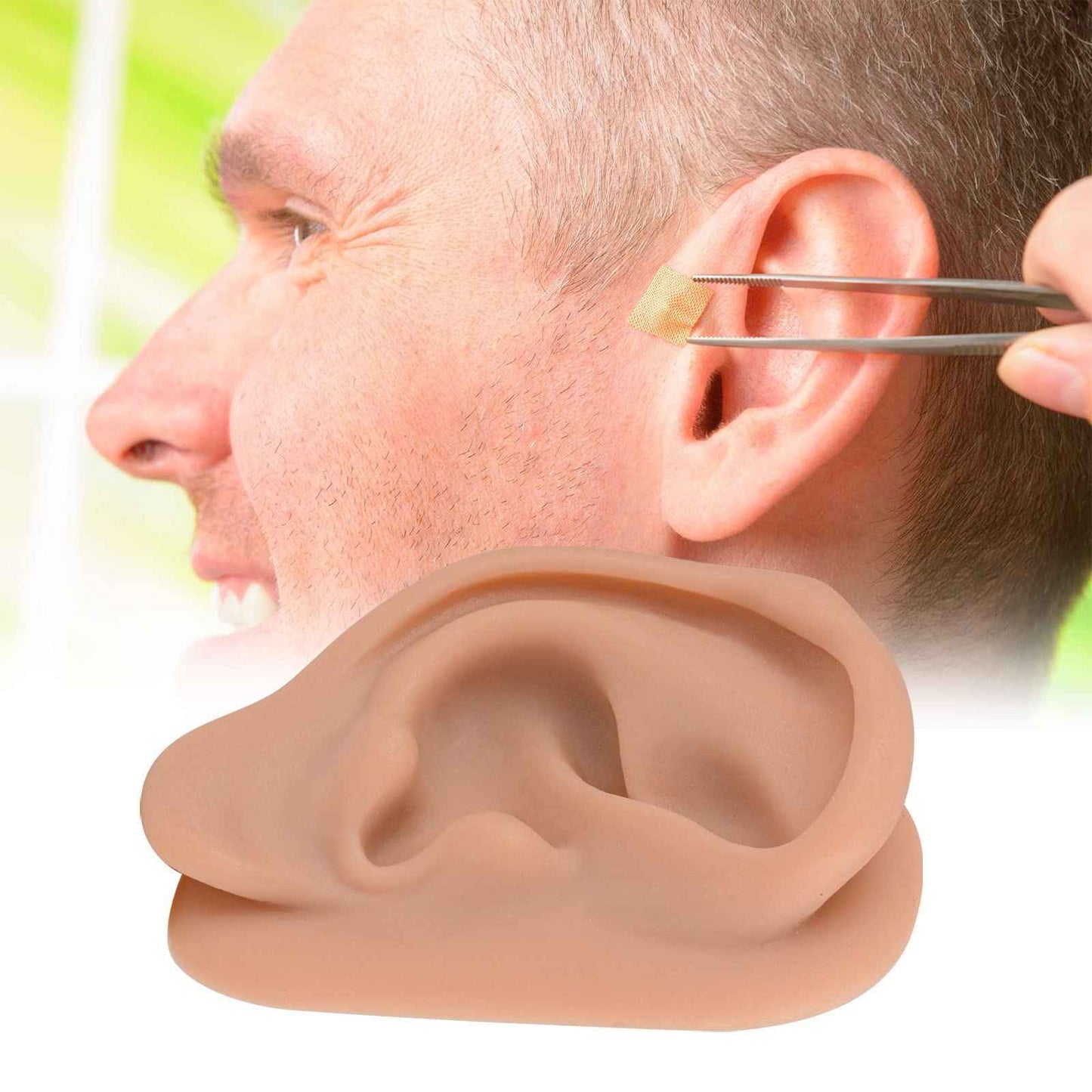 Acupuncture Ear Model, Right Artificial Ear Replica for Auricular Therapy Teaching, Silicone Ear Simulator Acupuncture Practice Authentic Human Ear Simulation