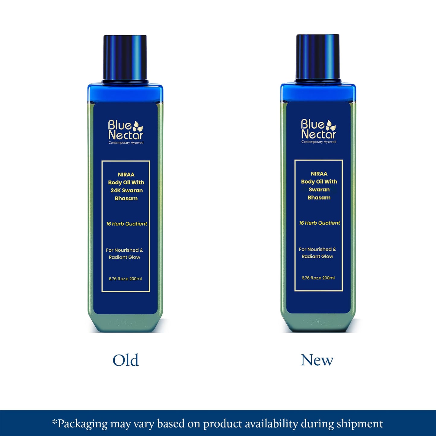 Blue Nectar Body Oil with Swaran Bhasam for Glowing Skin | Ayurvedic Body Oil for Dry Skin | Nourishing Oil with Gold & Shimmer (16 Herbs, 3.38 Fl Oz)