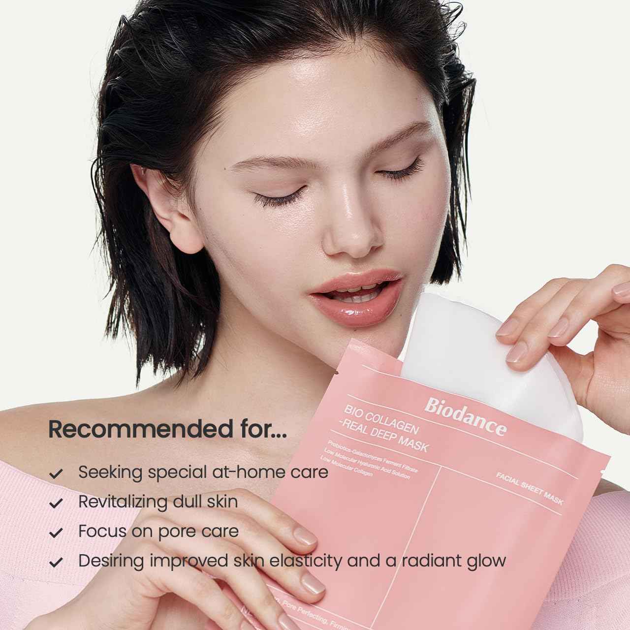 BIODANCE Bio-Collagen Real Deep Mask, Hydrating Overnight Hydrogel Mask, Pore Minimizing, Elasticity, Plumping Improvement, Korean Skincare, Stocking Stuffers for Teen Girls | 1.19oz(34g) x 4ea