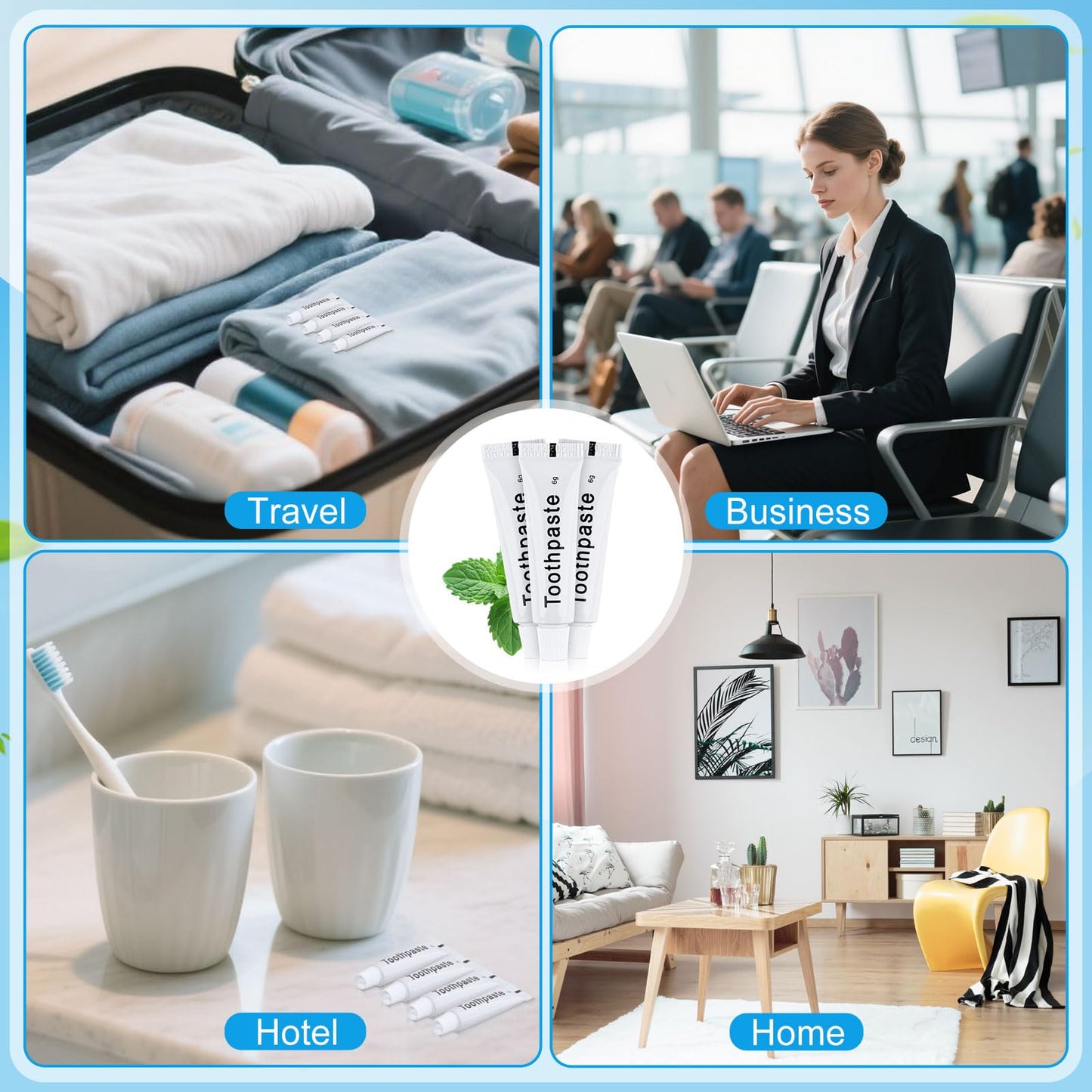 Travel Toothpaste Bulk, 6g/0.21oz White Disposable Toothpaste Suitable for Hotels, Camping, Guests, Homeless People, and Charitable Organizations (300-PACK)