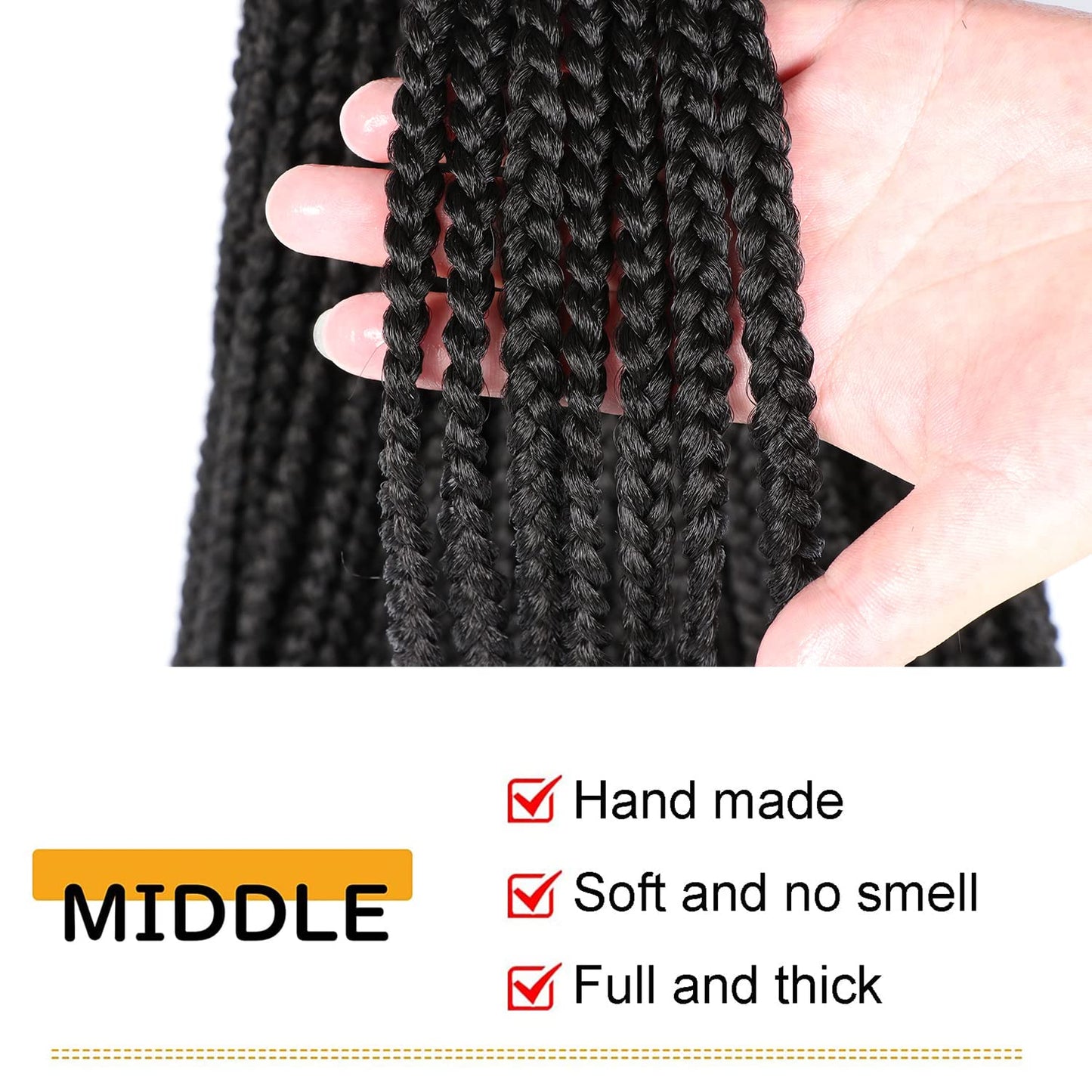 7 Packs Goddess Box Braids Crochet Hair 22 Inch Prelooped Crochet Box Braids Crochet Hair for Black Women Braiding Hair (22 Inch 7 Packs, #1B)