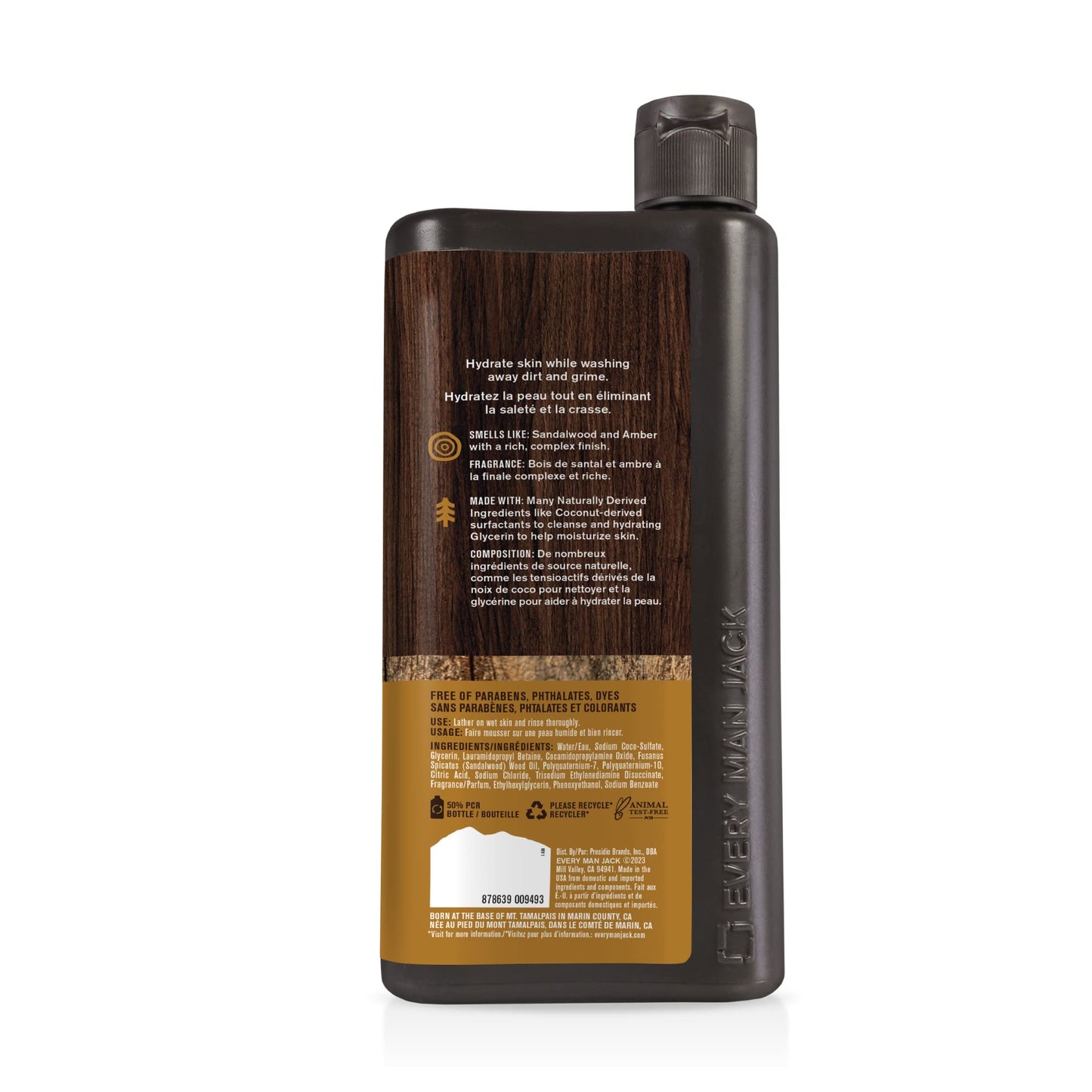 Every Man Jack Amber+Sandalwood Hydrating Mens Body Wash for All Skin Types-Cleanse, Nourish, and Hydrate Skin with Naturally Derived Ingredients-Paraben Free, Phthalate Free, Dye Free-24oz(Pack of 2)