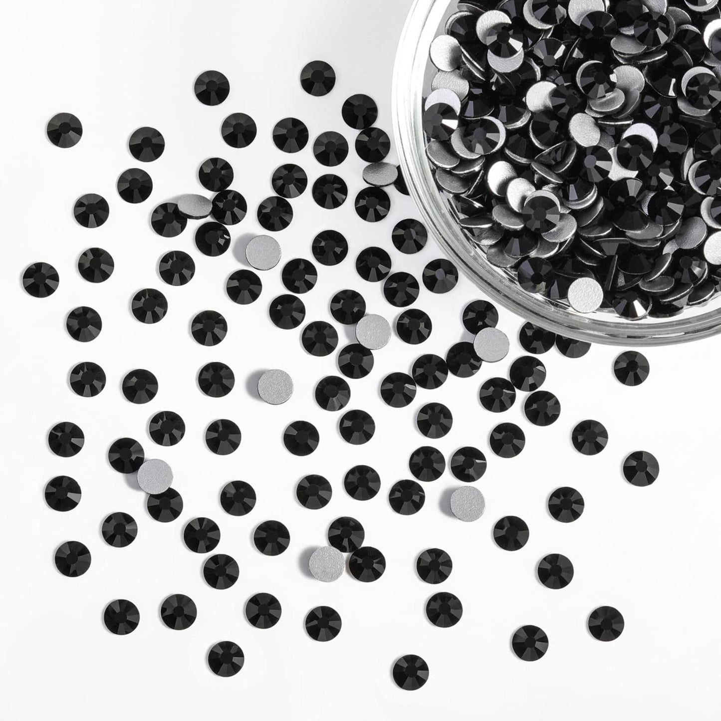Beadsland Flatback Rhinestones Bulk,14400pcs Black Rhinestones for Nails Crafts Clothes DIY Decoration, Jet Black, SS16, 3.8-4.0mm