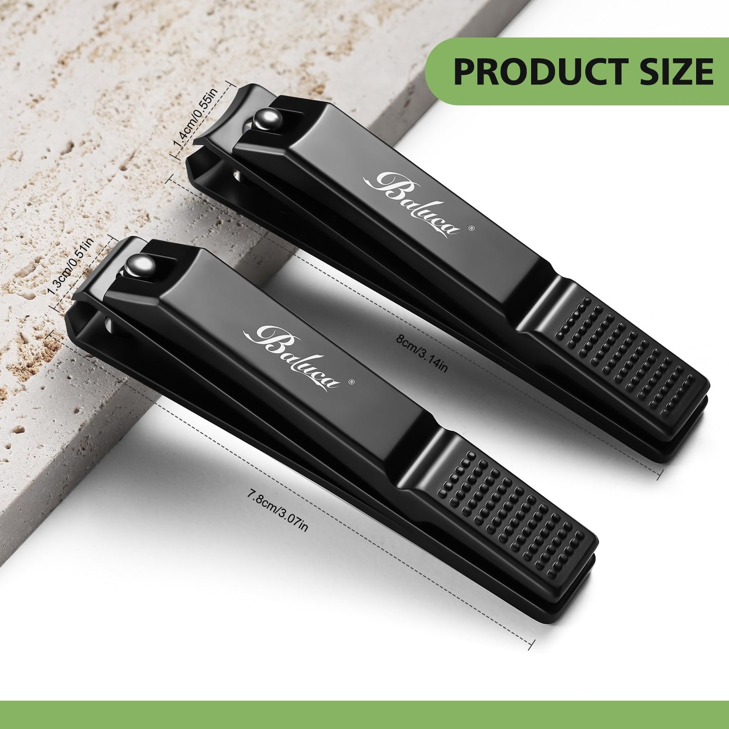 Baluca Straight Nail Clipper Set for Thick Toenails, Professional Stainless Steel Ultra Sharp Fingernail Toenail Clippers Cutter Trimmers - Thick Wide Jaw Toe Nail Clippings for Seniors, Men & Women