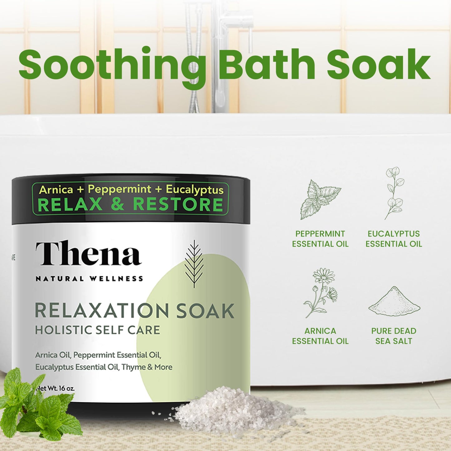 Organic Relaxation Bath Therapy Relaxing Eucalyptus Peppermint Arnica Oil, for Stress Relief Muscle Recovery Detox, Best Self Care Relaxing Gifts for Women & Men