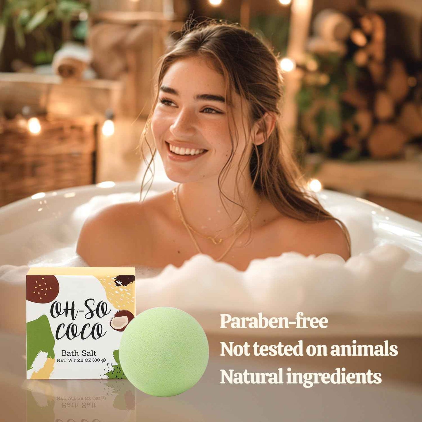 #BFFLOVE Coconut Spa Gift Set for Women: 8pc Bath Set with Bath Bomb, Massage Oil, Towel & More