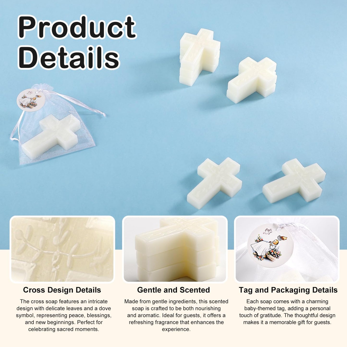 50 Pcs Baptism Favors Set Cross Soap for Girls and Boys,Baptism Party Favors for Guests,Christening Souvenirs for First Communion Favors,Recuerdos De Bautizo Para Niño Niña,Primera Comunion Recuerdos