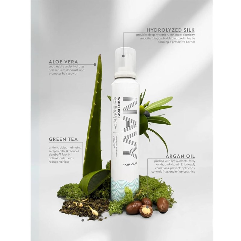 Whirlpool Styling Foam for Curly Hair - Argan Oil & Green Tea Frizz Control | 6 oz