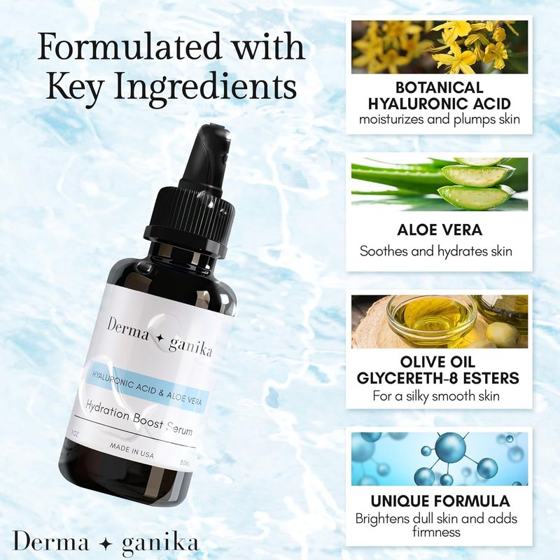 Hyaluronic Acid Serum for Face & Neck - Ultra-Hydrating Anti-Aging Formula with Aloe Vera | Softens & Brightens Dry Skin (Pack of 2)