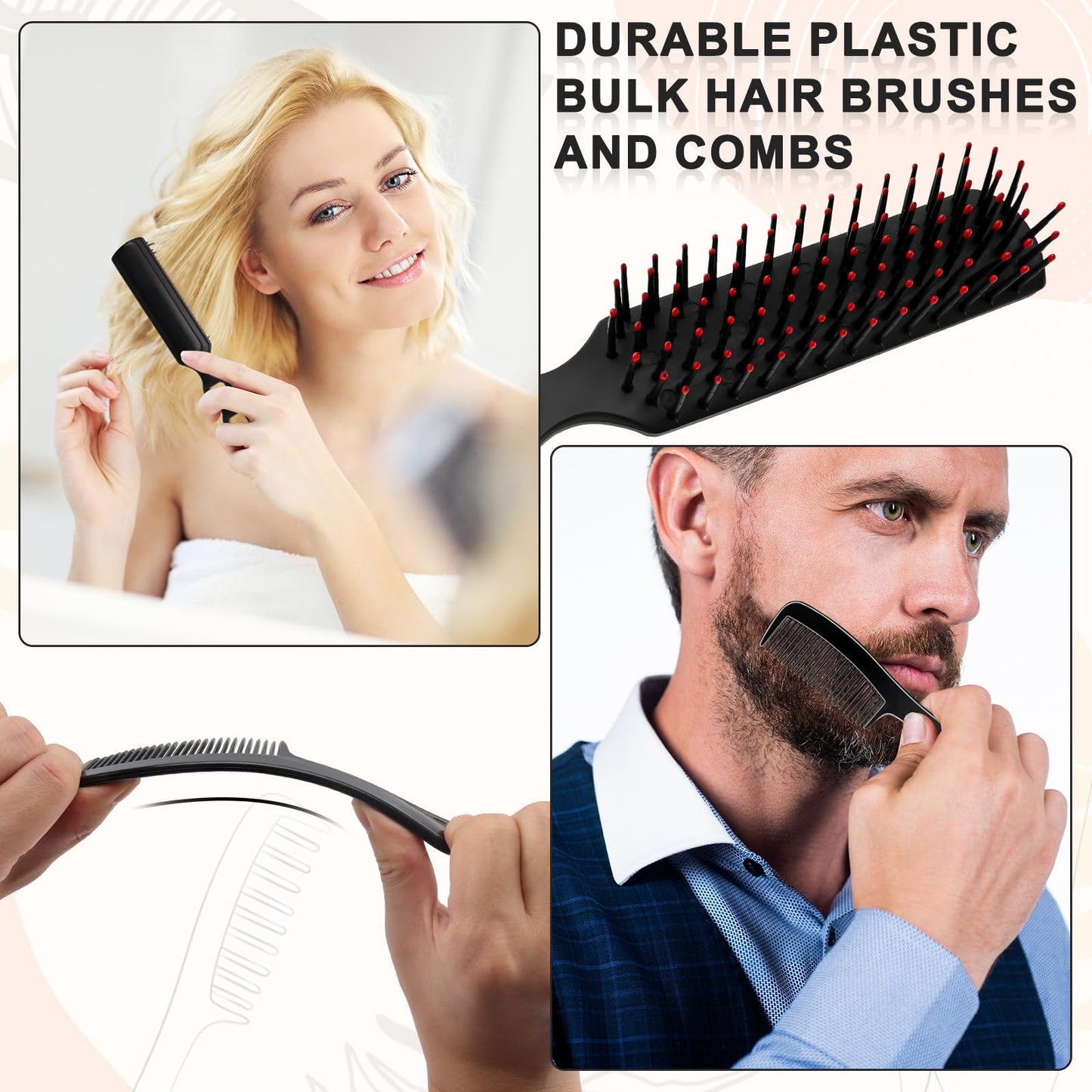 HOFASON 50 Pcs Bulk Hair Brushes Combs Set for Homeless Women, Individually Wrapped Disposable Hairbrush and Comb for Kids Hotel Charity Hygiene Supplies Operation Bulk Christmas Child Item Gifts