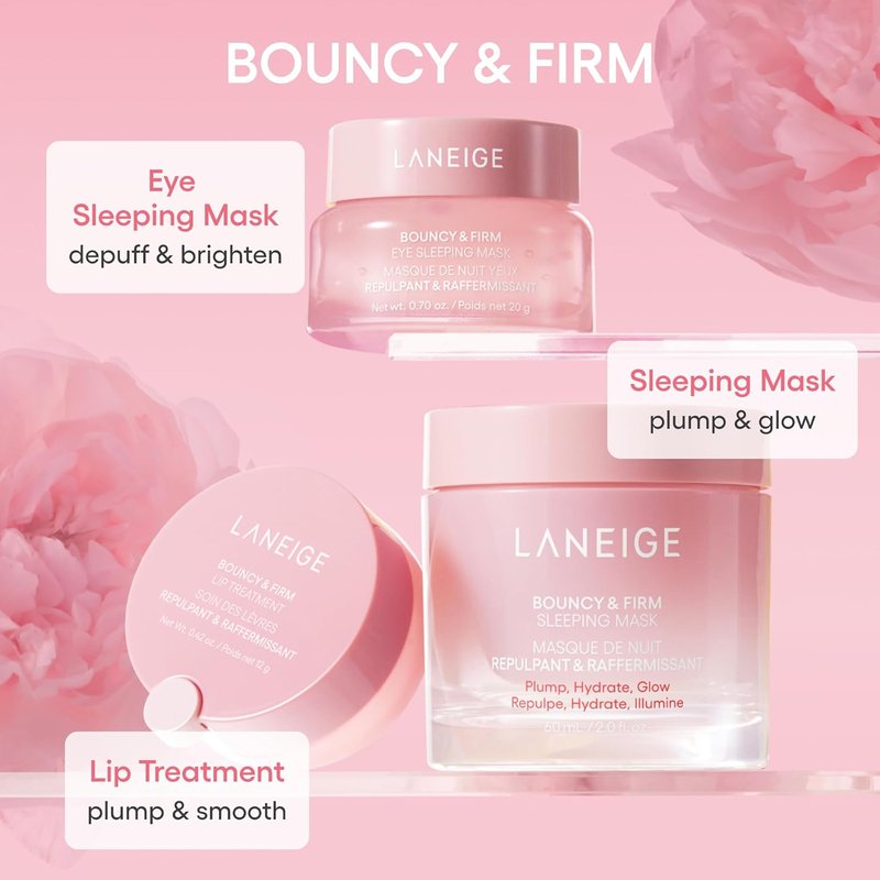 **LANEIGE Bouncy Eye Sleeping Mask - Depuff & Firm with Peony, Collagen, Ceramide & 5D Hyaluronic Acid | 0.7 oz**