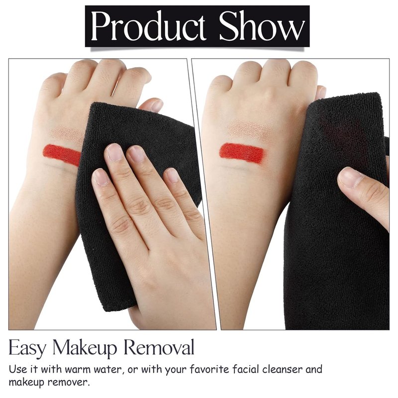 Macarrie Makeup Remover Towels - 36 Pcs Soft Microfiber Face Wash Cloths | Quick Dry, Black