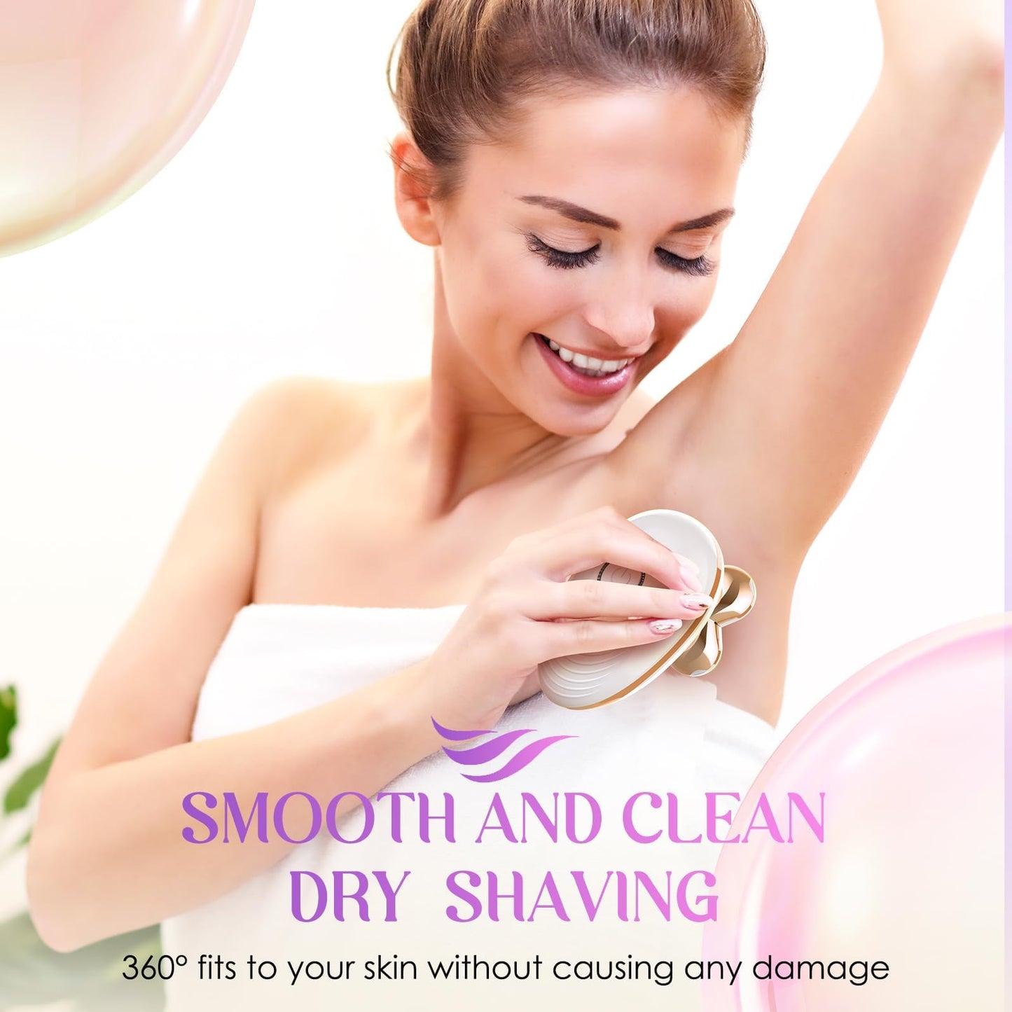 Electric Razors for Women, 5-in-1 Multi-Function Body Shavers for Women Legs, Cordless Ideal Travel Trimmer - Waterproof Wet/Dry Hair Remover Kit, Rechargeable, Gold