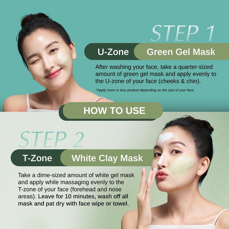 ココチコスメ COCOCHI AG Ultimate 2in1 Clay and Gel Cream Mask, Clay Mask for Face, Rejuvenating Green Tea Mask, Japanese Hydrating Face Mask Skincare with Swappable Container