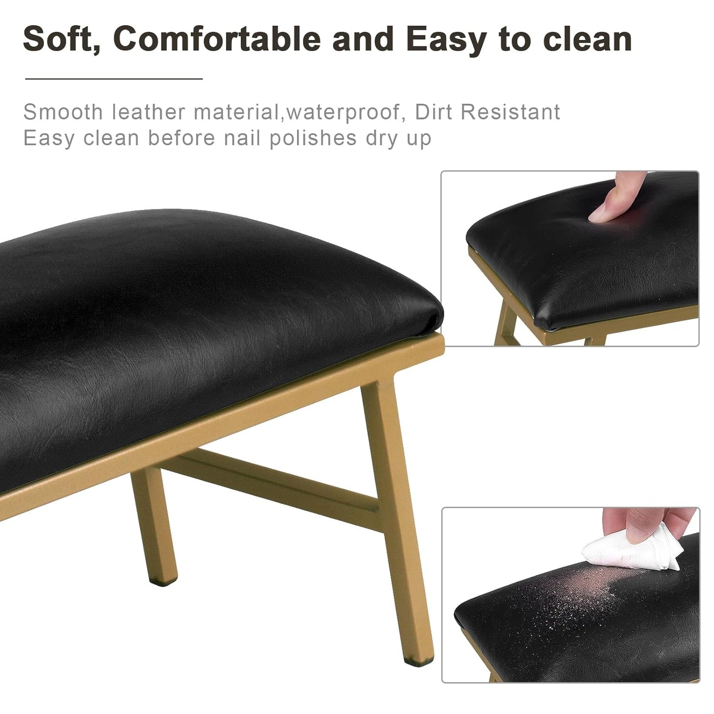 Nail Arm Rest - Microfiber Leather Manicure Hand Rest Stand | Black Nail Art Accessory