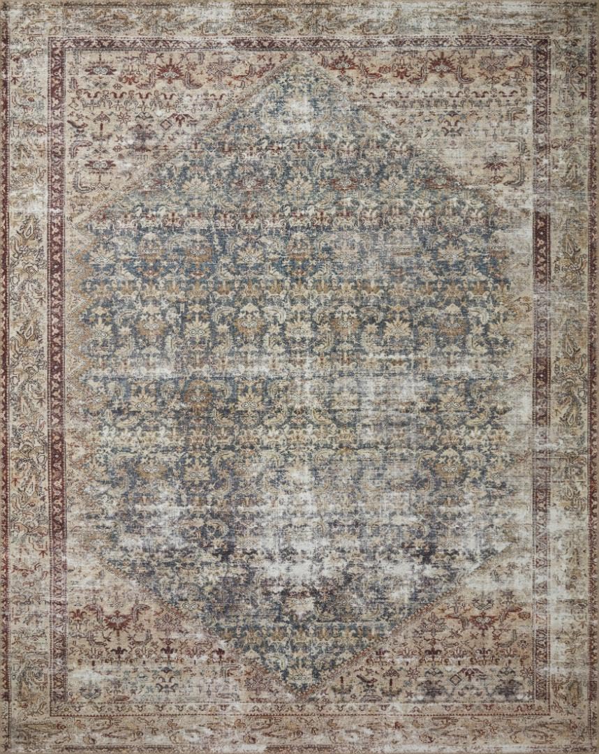 Loloi Amber Lewis Georgie Collection GER-04 Teal/Antique 5'-0" x 7'-6", .19" Pile Height, Area Rug
