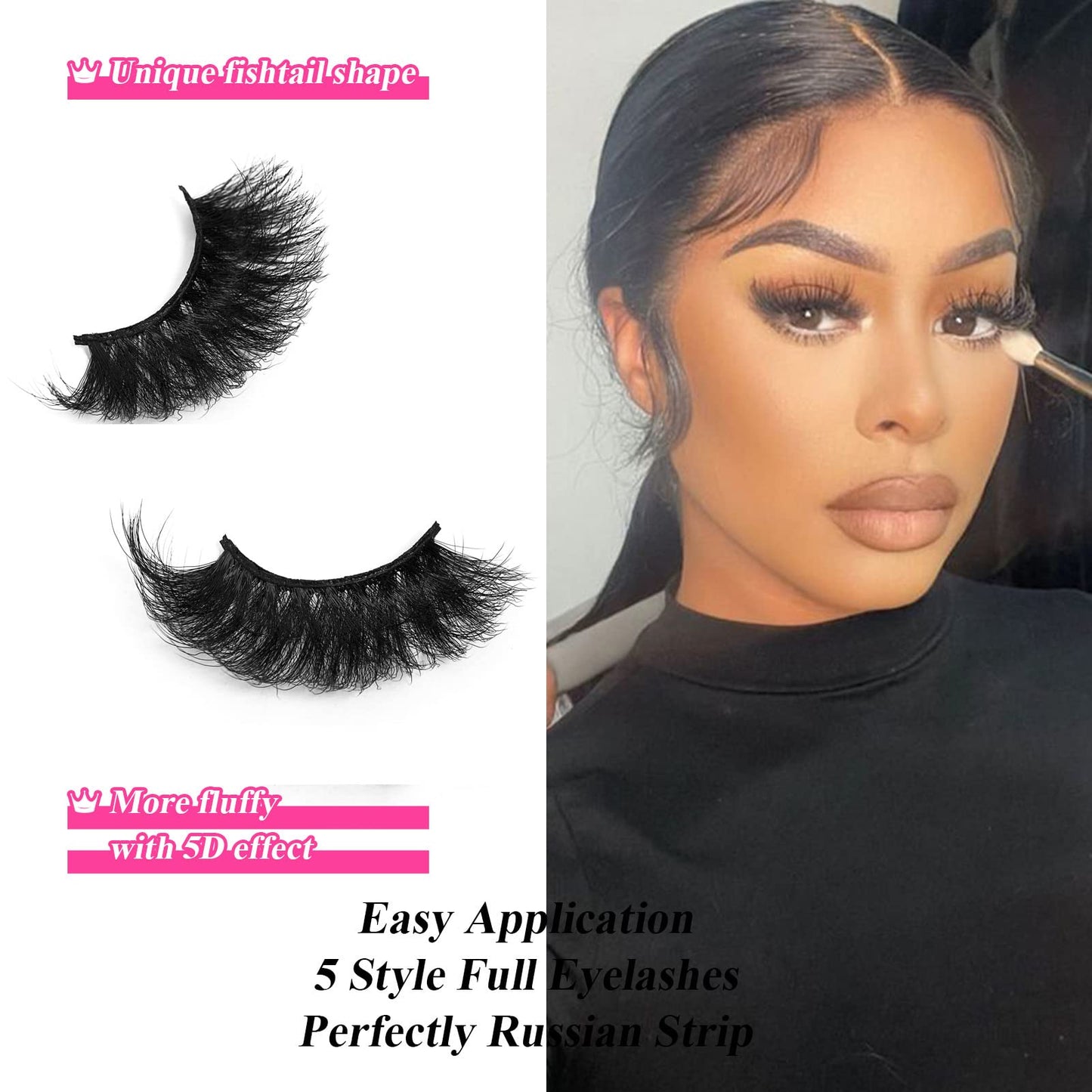 25MM Lashes Mink Fluffy Long 20 Pairs Dramatic 3D Mink Lashes Pack, Reusable 5D Thick Long 25 MM False Faux Mink Eyelashes Bulk
