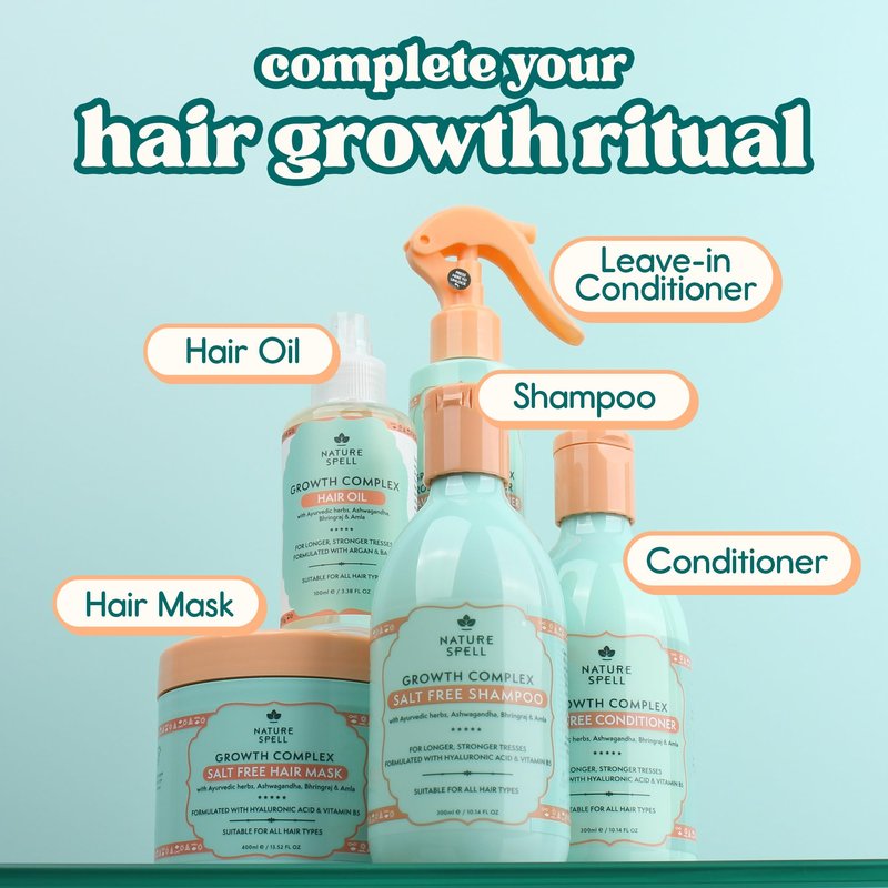 Nature Spell Hair Growth Complex Conditioner, Sulfate & Paraben Free, Nourishing & Strengthening, Infused with Hyaluronic Acid & Vitamin B5, For All Hair Types, Vegan, 10.14 fl oz