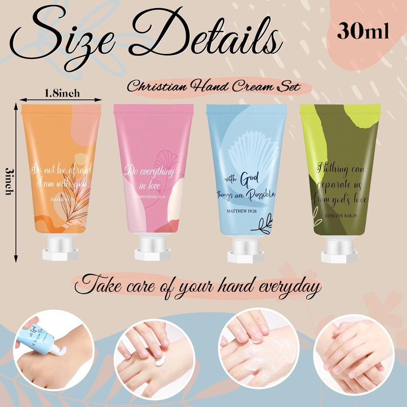 Sacubee 36 Pcs Christian Hand Lotion Bulk Gifts for Women Bible Verse Mini Scripture Travel Hand Cream Religious Gift for Teacher Student Church Member Prayers School Coworkers Birthday Wedding Favor
