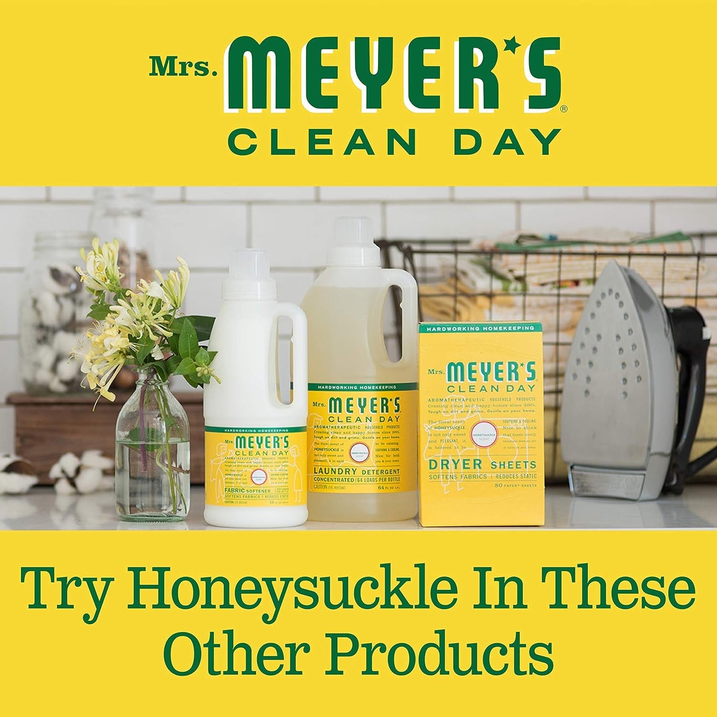 MRS. MEYER'S CLEAN DAY Hand Soap, Made with Essential Oils, Honeysuckle, 12.5 fl. oz - Pack of 6