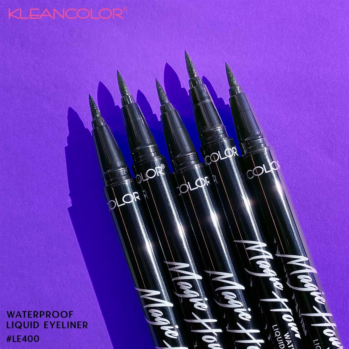 Kleancolor Magic Hour Waterproof Black Eyeliner Pen | Felt-Tip | Long-Lasting (1, Black)