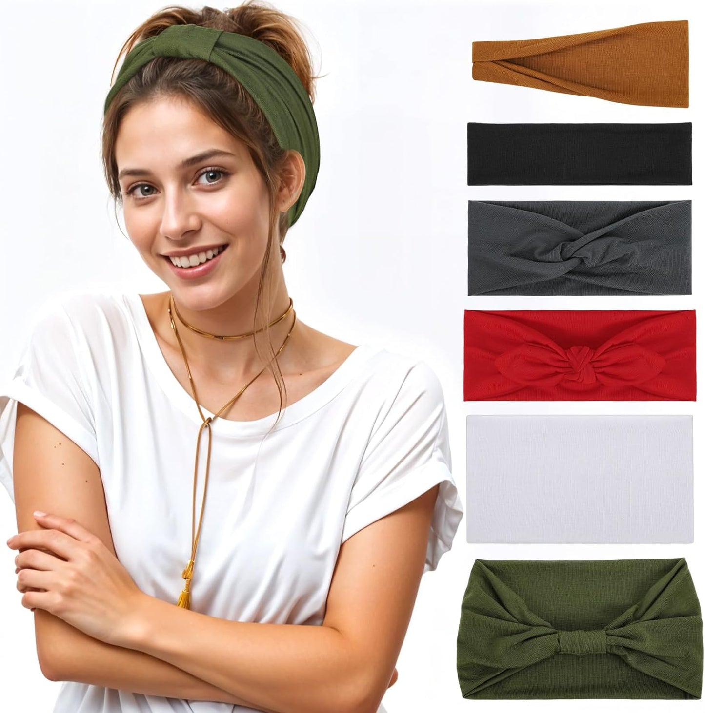 Boho Headbands for Women, 6 Pack Wide Headband Non Slip for Women's Hair Multi Styles Hair Bands for Summer