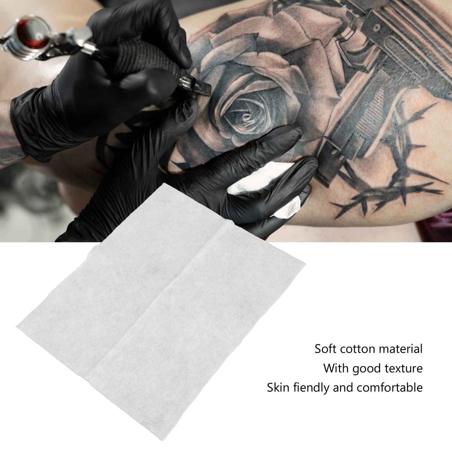 100pcs Wipe Paper Disposable Cotton, Strong Water Absorption, Cleansing Towel Tissue, Soft Skin Friendly for Tattoo, Makeup Removal Face Washing