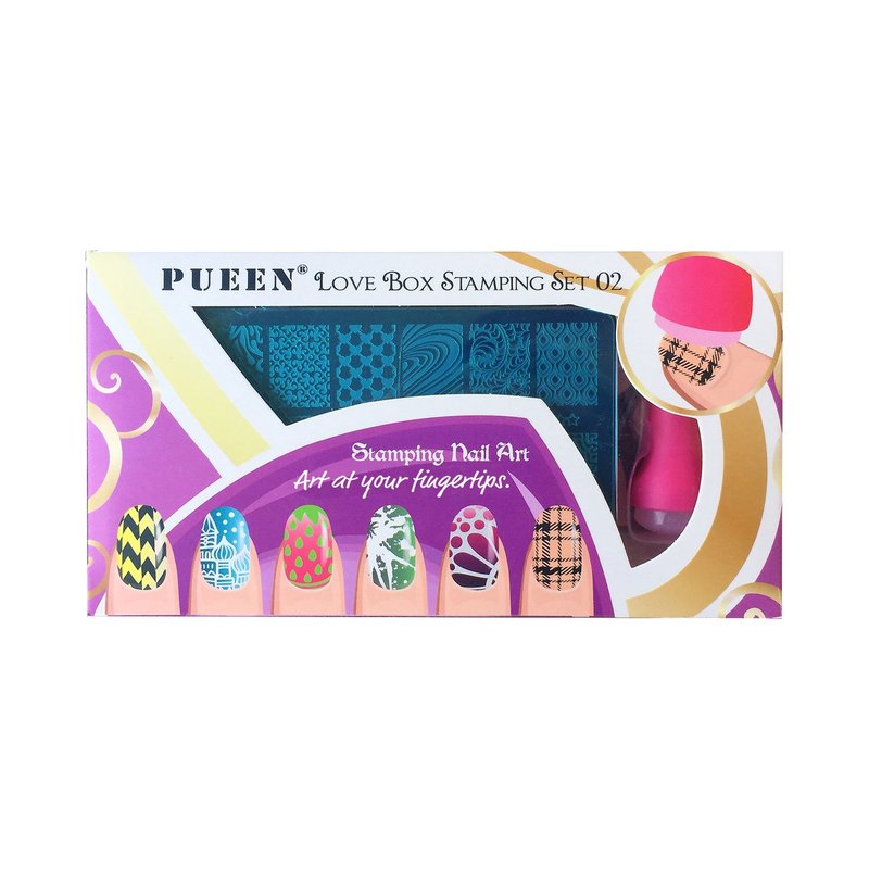 PUEEN Nail Art Stamping LOVE BOX II 02-4 Lover Collection Plates - 125x65mm Unique Nailart Polish Stamping Manicure Image Plate Accessories Kit BH000665