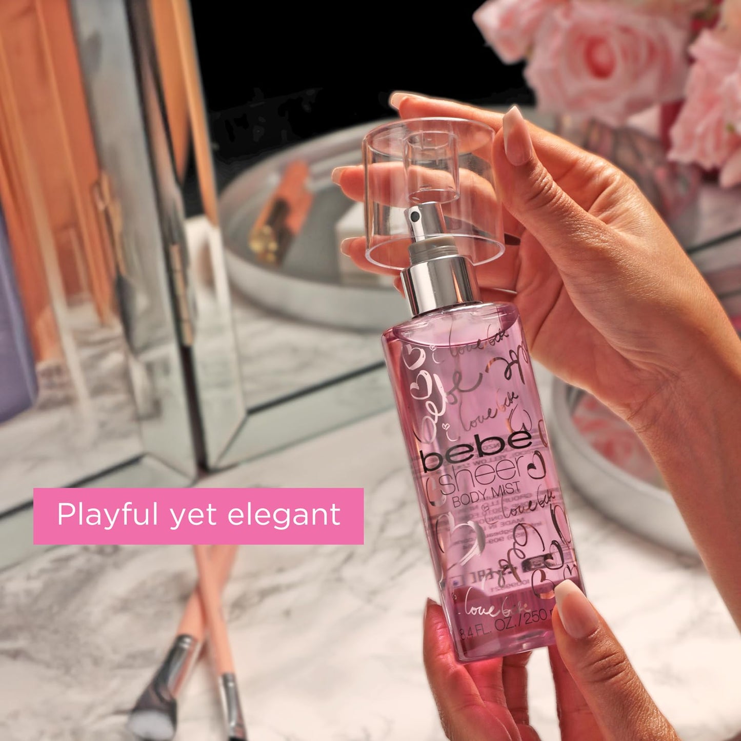 bebe Sheer Body Mist - Sensual and Flirtatious Women's Fragrance with Citrus Cocktail, Pink Peony, and Sandalwood Notes - 8.4 oz Body Mist