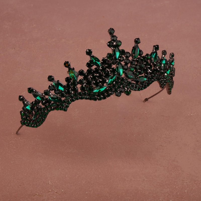LIMELIA Women's Tiara for Henna Wedding Party|Glitter Hair Accessories for Bridal Birthday Pageant Prom Halloween Cos-play Christmas Party|Dence-Green