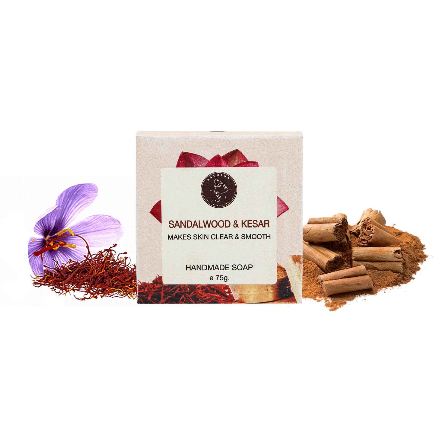 AATMANA Sandalwood Saffron Handmade Natural Bar Soap for Men & Women, Moisturizing Body & Face Soap, 7.9 Oz Soap Bars (3 Soap Set)