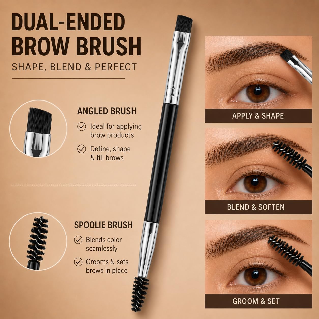 LAVONE Eyebrow Makeup Kit, Waterproof Eyebrow Pen, Brow Wax and Eyeliner Set with Dual-Ended Brow Brush for Naturally Fuller Brows, Smudge-Proof (Dark Brown)