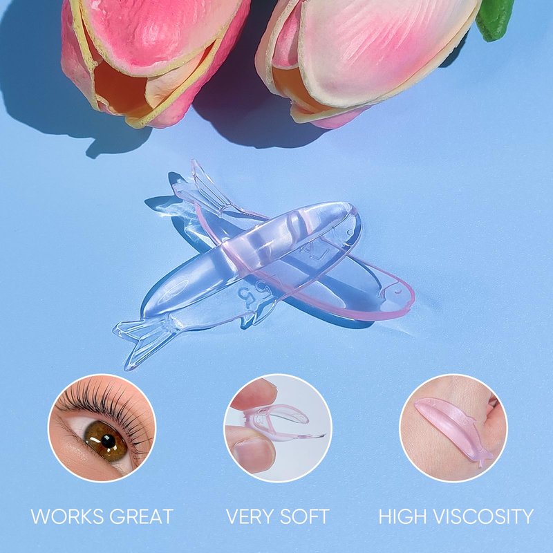 PERMANIA Lash Lift Pads, New Self-Adhesive Super Soft 10Pcs/5Sizes Fish-Shaped Lash Lift Rods Extreme Eyelash Curler Reusable (Pink)