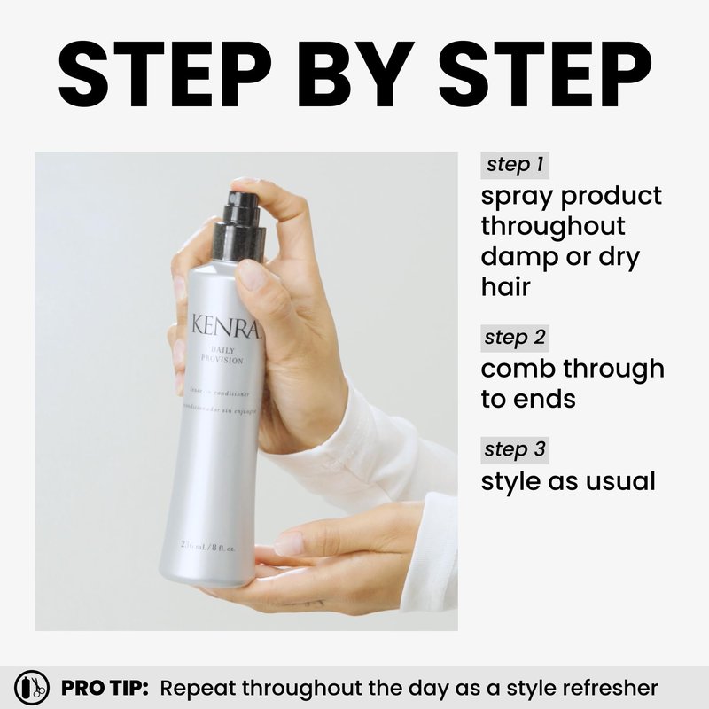 Kenra Professional Daily Provision Leave-In Conditioner | Hydrates,Detangles,&Adds Shine | Tames Frizz&Flyaways-| Thermal Protection-| Helps To Resist Humidity-| All Hair Types-| 8 fl. Oz,(Pack of 2)