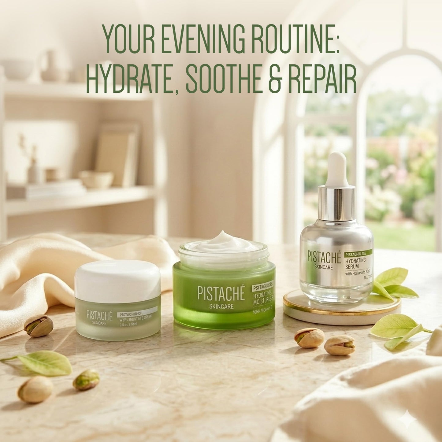 Pistaché Skincare Pistachio Oil Eye Cream | Hydrating & Brightening Cream with Vitamin E & Antioxidants | Reduces Dark Circles & Smoothes, 0.5 oz