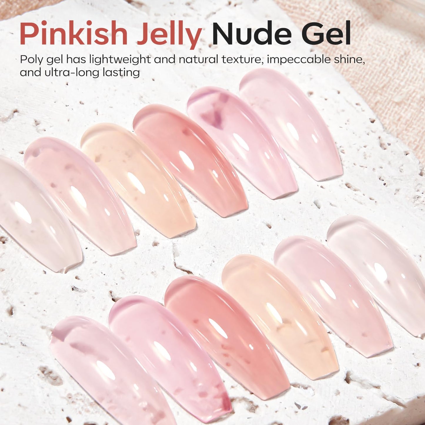 modelones Poly Gel Nail Kit 6 Colors with 8 W Nail Lamp Polygel Toenail Kit Extension Gel Kit Jelly Milky White Pink Nude Complete Tools Beginner Thickening Solutions DIY at Home for Women