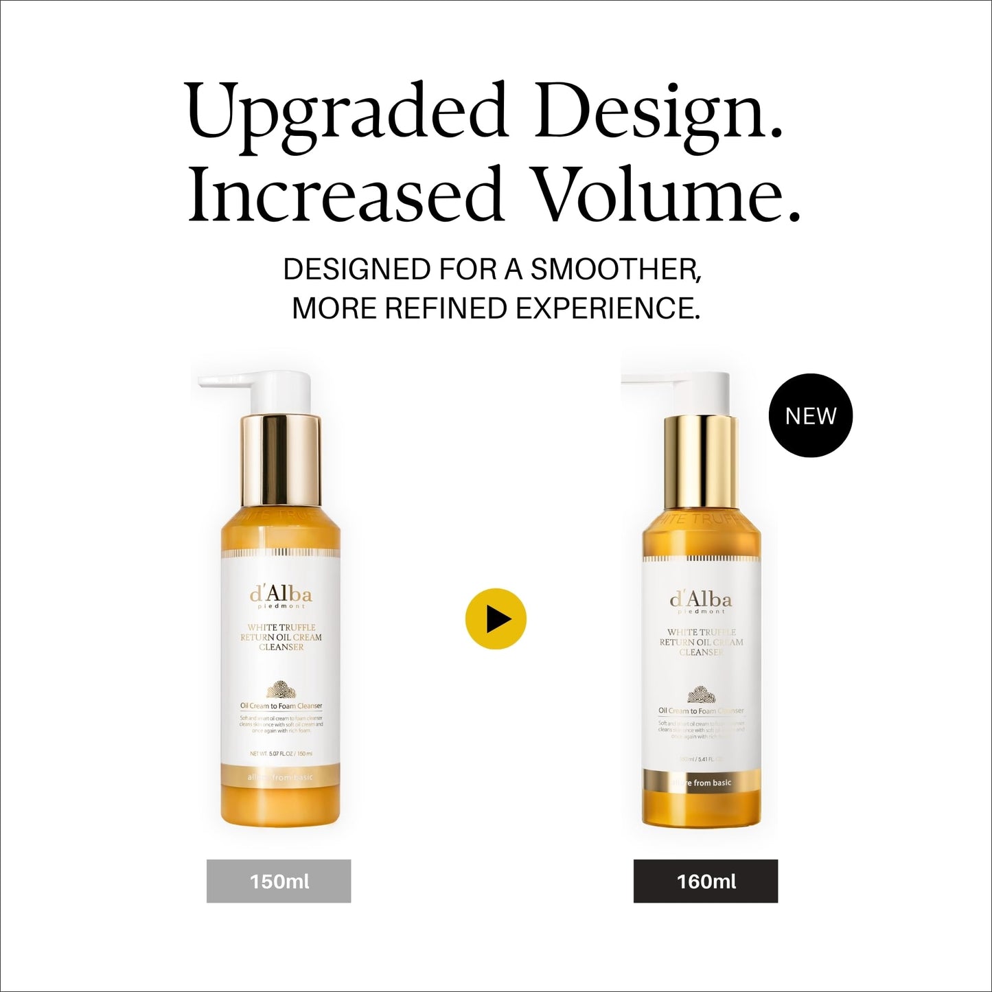 d'alba Piedmont White Truffle Return Oil Cream Cleanser, Vegan Skincare, Easy One Step Cleanser for Sebum & Makeup Removal, Hydrating Cleanser, for Sensitive Skin, Korean Skin Care