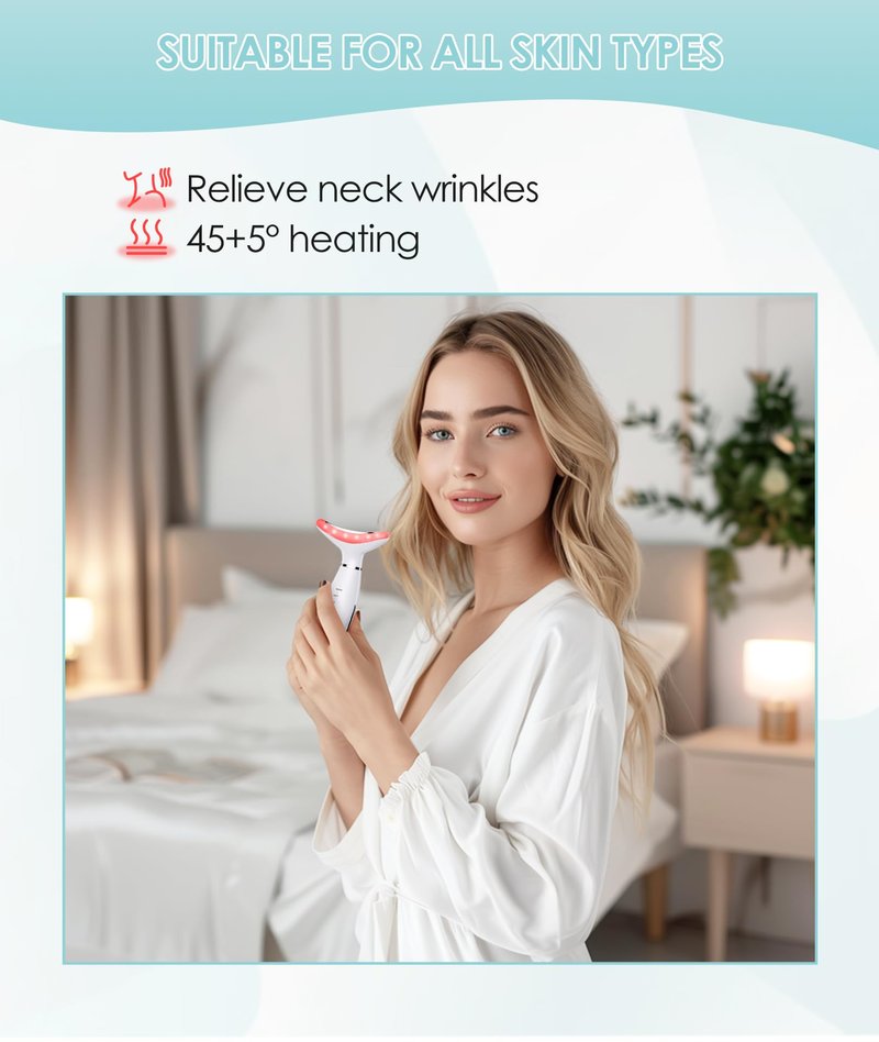 Jobazok 7 Color Neck Face Massager - Facial Massager Tool for Skin Care at Home, Vibrating Face Massager with Thermals, Galvanic Machines White